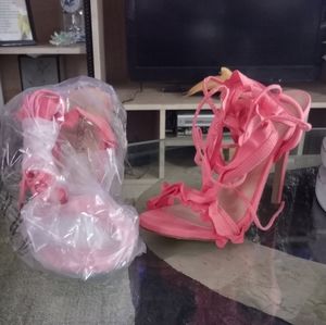 Beautiful pink tie up sandals